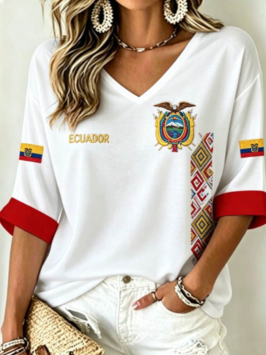 Women's Mid-length Sleeves V-Neck T-Shirt gracestitchs