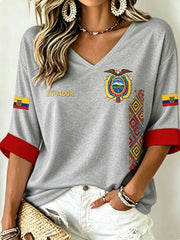 Women's Mid-length Sleeves V-Neck T-Shirt gracestitchs