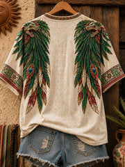 Women's Mexico Pride Art Printed Linen T-shirt gracestitchs
