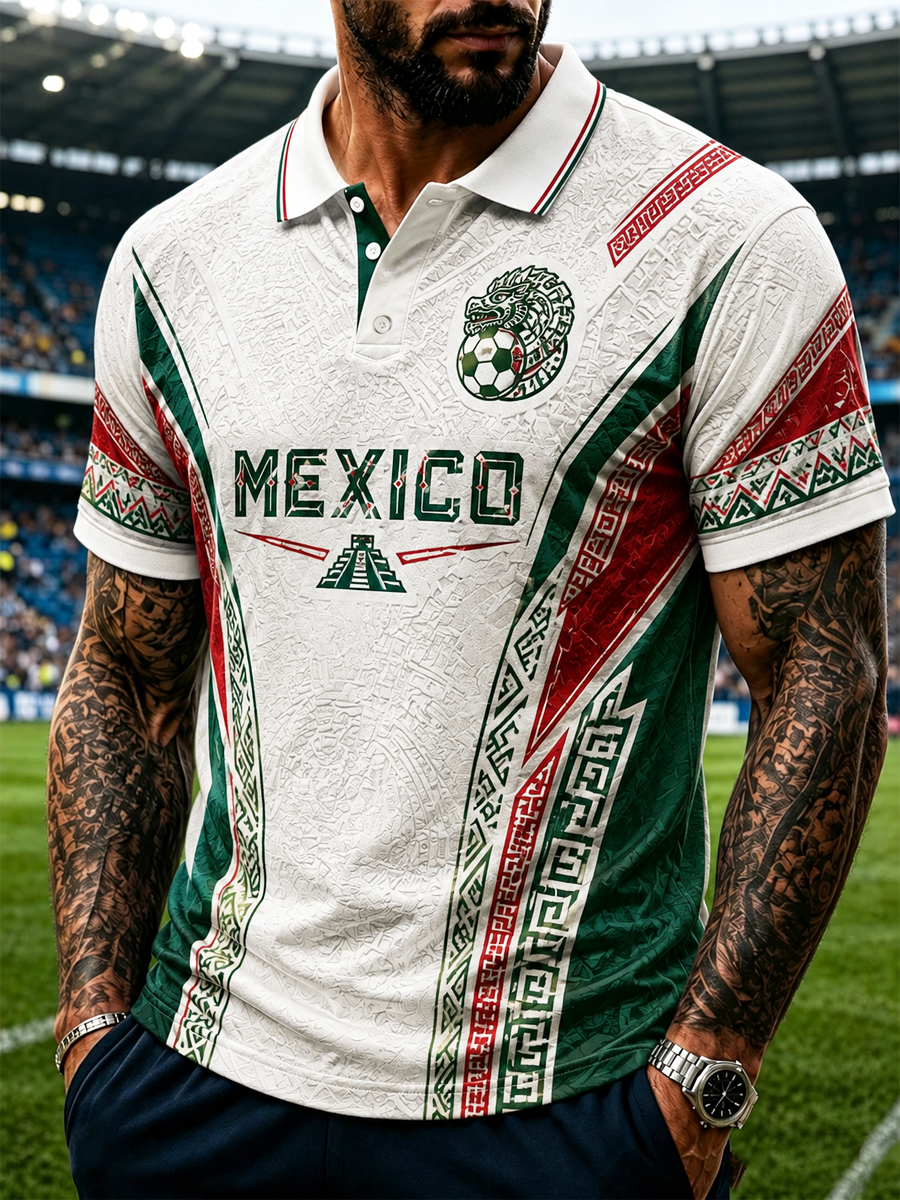 Men's Mexico Proud Art Printed polo shirt gracestitchs