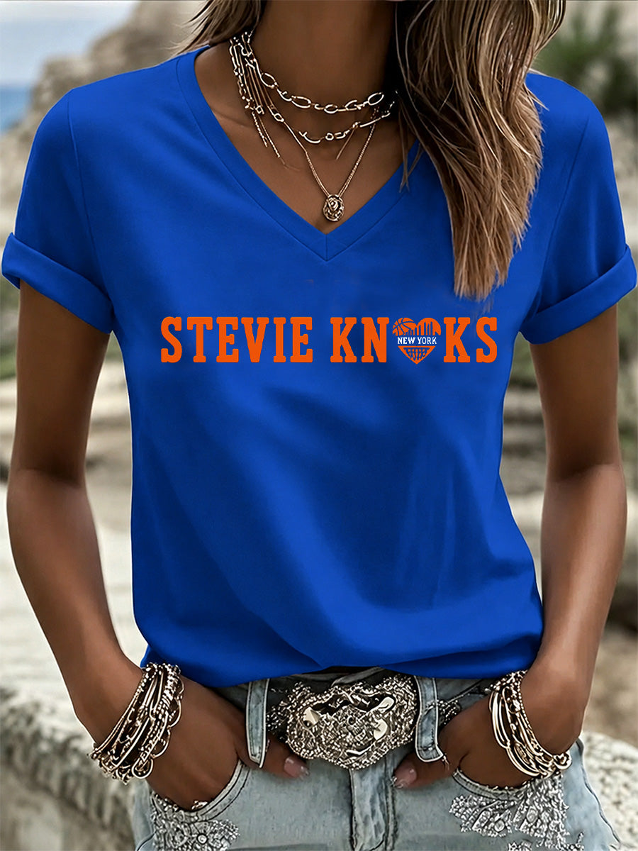 Women's Gift For Basketball Fans Print Casual V-Neck Tee gracestitchs