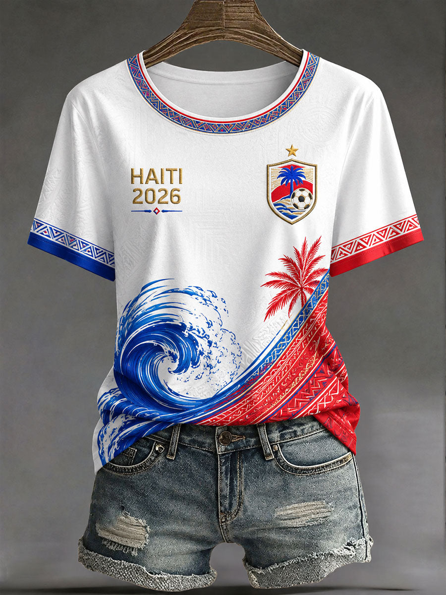 Women's 2026 Haiti Football Casual T-shirt gracestitchs