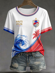 Women's 2026 Haiti Football Casual T-shirt gracestitchs