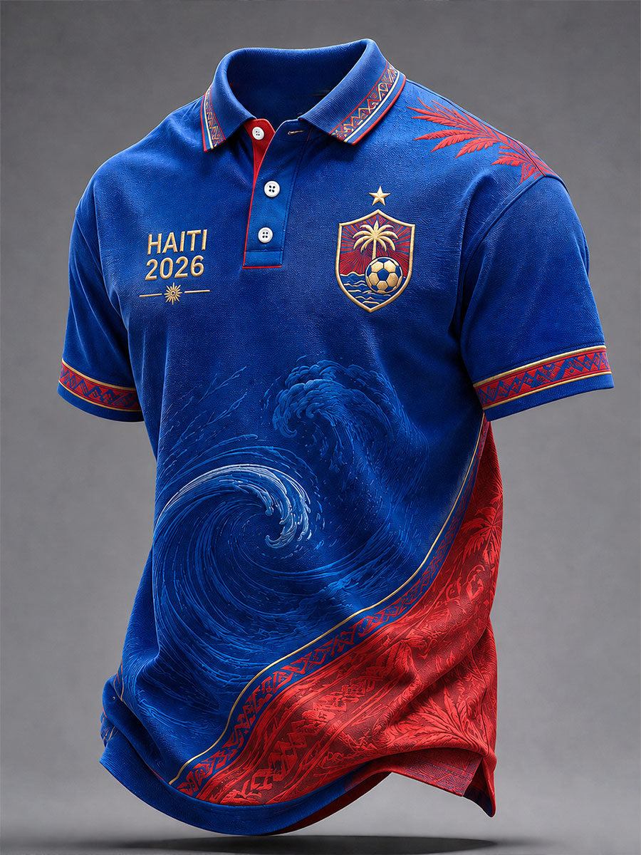 Men's 2026 Haiti Football Casual Polo Shirt gracestitchs