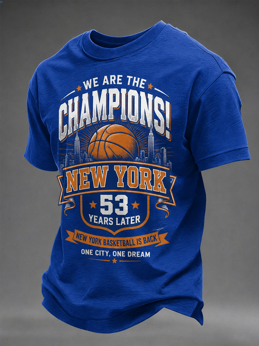 Men's We Are The Champions! Gift For Basketball Fans Print Casual Tee gracestitchs
