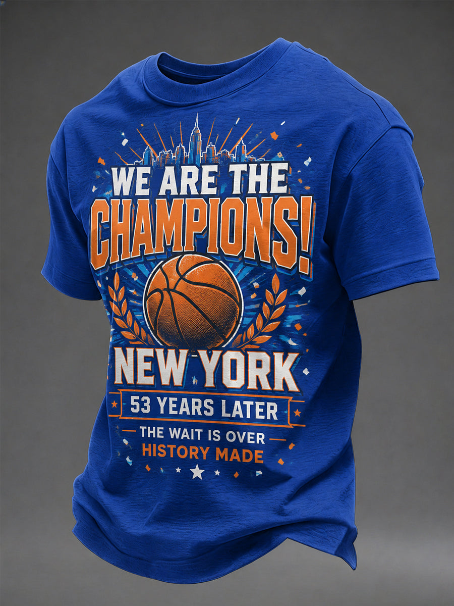 Men's We Are The Champions! Gift For Basketball Fans Print Casual Tee gracestitchs