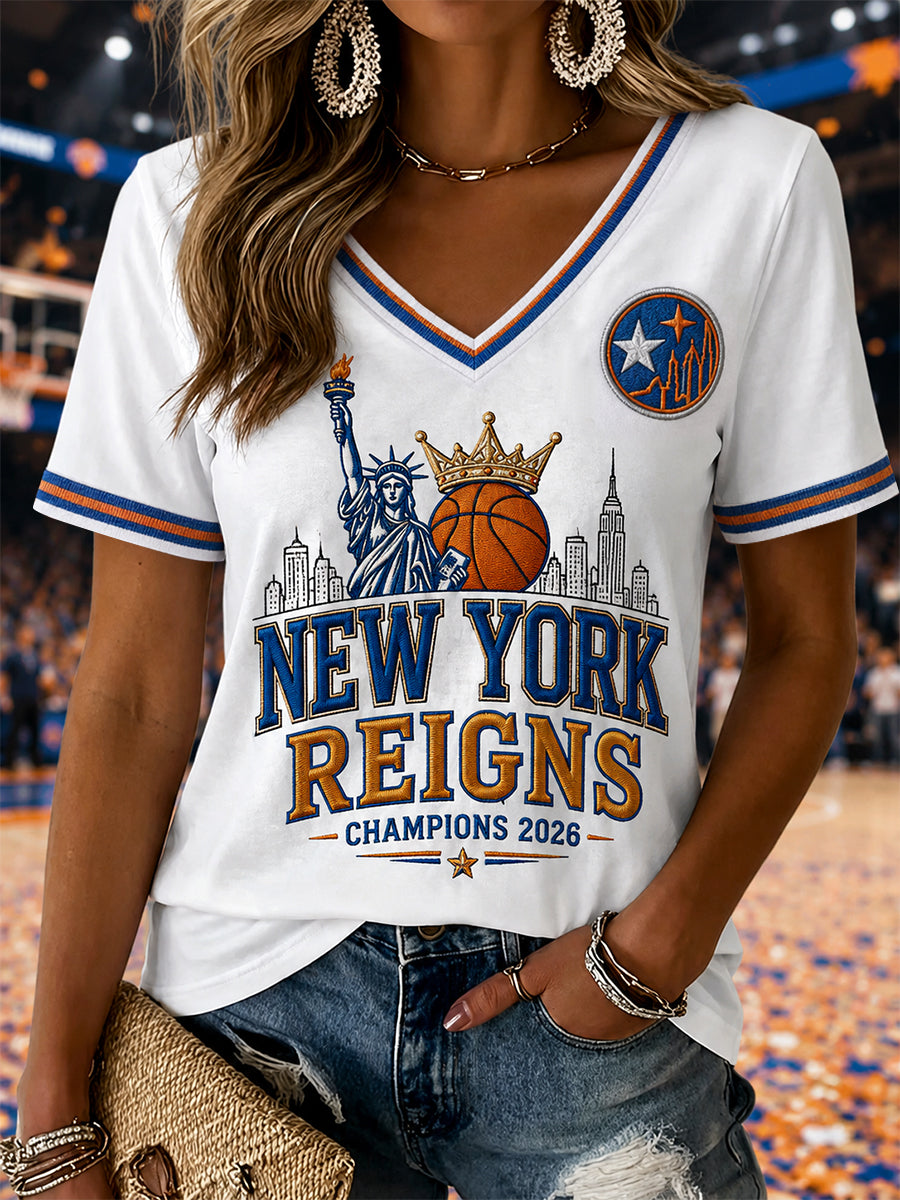Women's Gift For Basketball Fans Print Casual V-Neck Tee gracestitchs