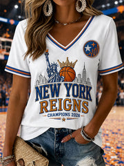 Women's Gift For Basketball Fans Print Casual V-Neck Tee gracestitchs