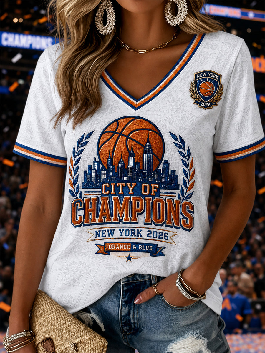 Women's Gift For Basketball Fans Print Casual V-Neck Tee gracestitchs