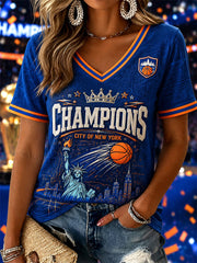 Women's Gift For Basketball Fans Print Casual V-Neck Tee gracestitchs