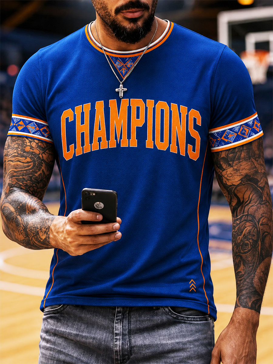 Men's New Yourk Champions Printed short sleeves t-shirt gracestitchs