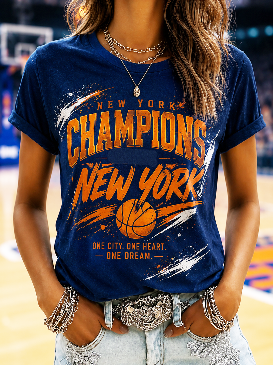 Women's New Yourk Champions Printed short-sleeved T-shirt gracestitchs