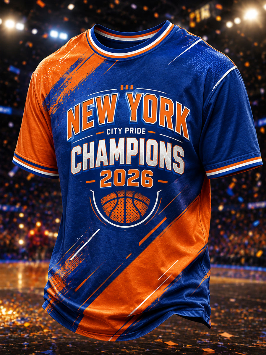 Men's New York 2026 Champions Print T-Shirt gracestitchs