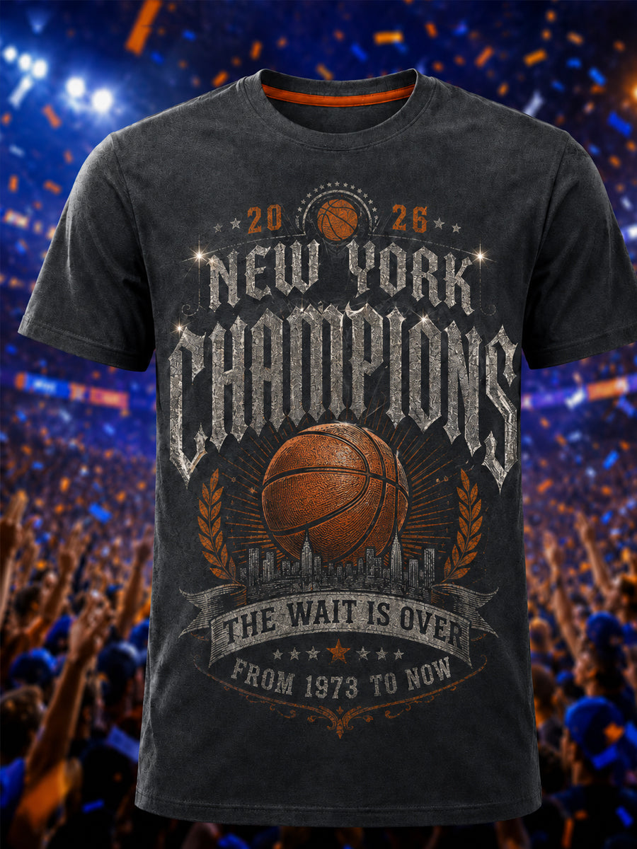 Men's New York Basketball Champions Celebration Print Casual Tee gracestitchs