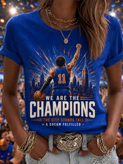 Women's New York Basketball Champions Celebration Print Casual Tee gracestitchs