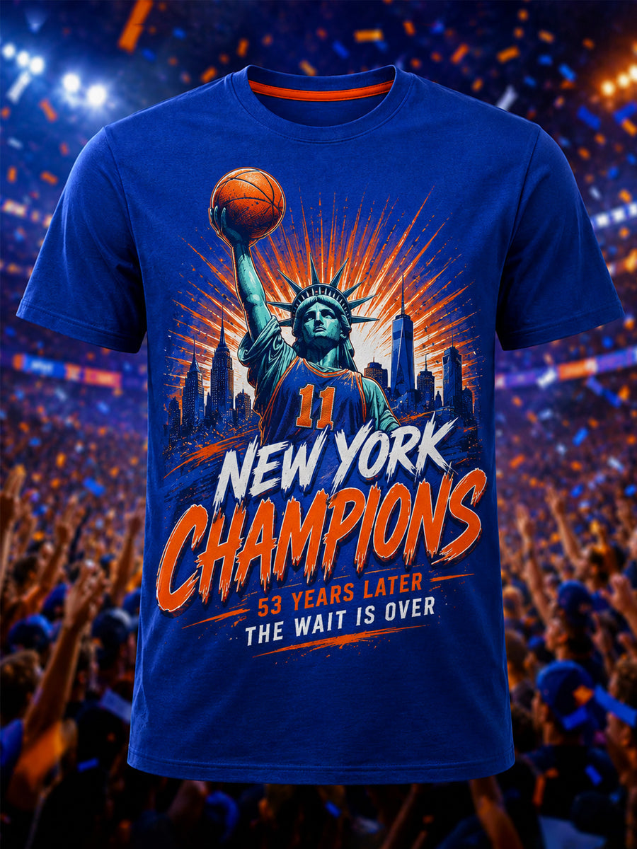 Men's New York Basketball Champions Celebration Print Casual Tee gracestitchs