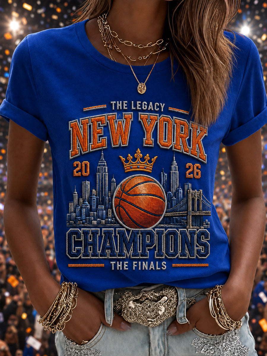 Women's Champions 2026 Gift For Basketball Fans Print Short Sleeve T-shirt gracestitchs