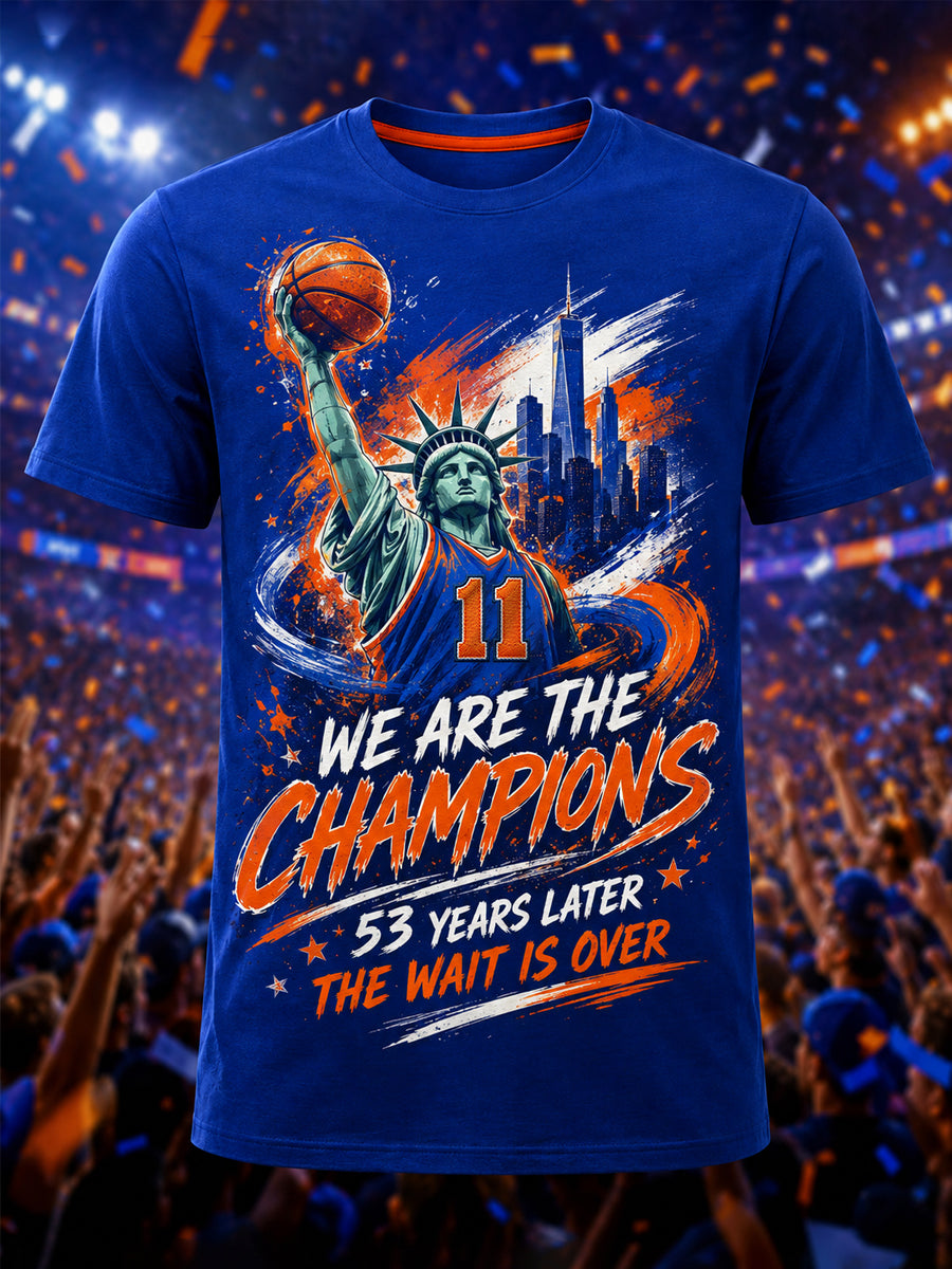 Men's New York Basketball Champions Celebration Print Casual Tee gracestitchs