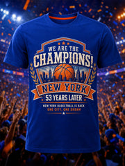 Men's New York Basketball Champions Celebration Print Casual Tee gracestitchs