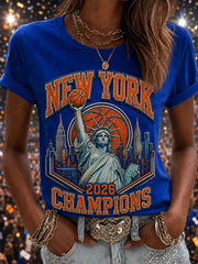 Women's Champions 2026 Gift For Basketball Fans Print Short Sleeve T-shirt gracestitchs