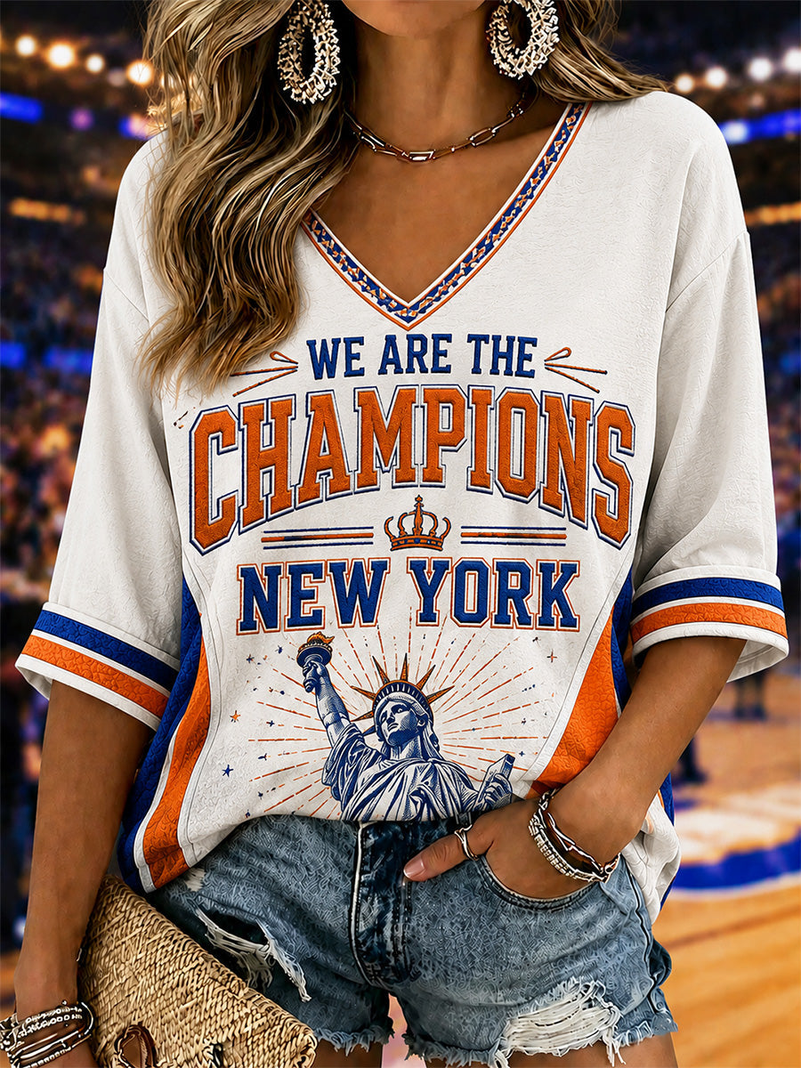 Women's Gift For Basketball Fans Print Casual Half-Sleeves V-Neck T-Shirt gracestitchs