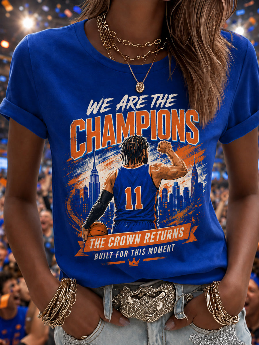 Women's New York Basketball Champions Celebration Print Casual Tee gracestitchs