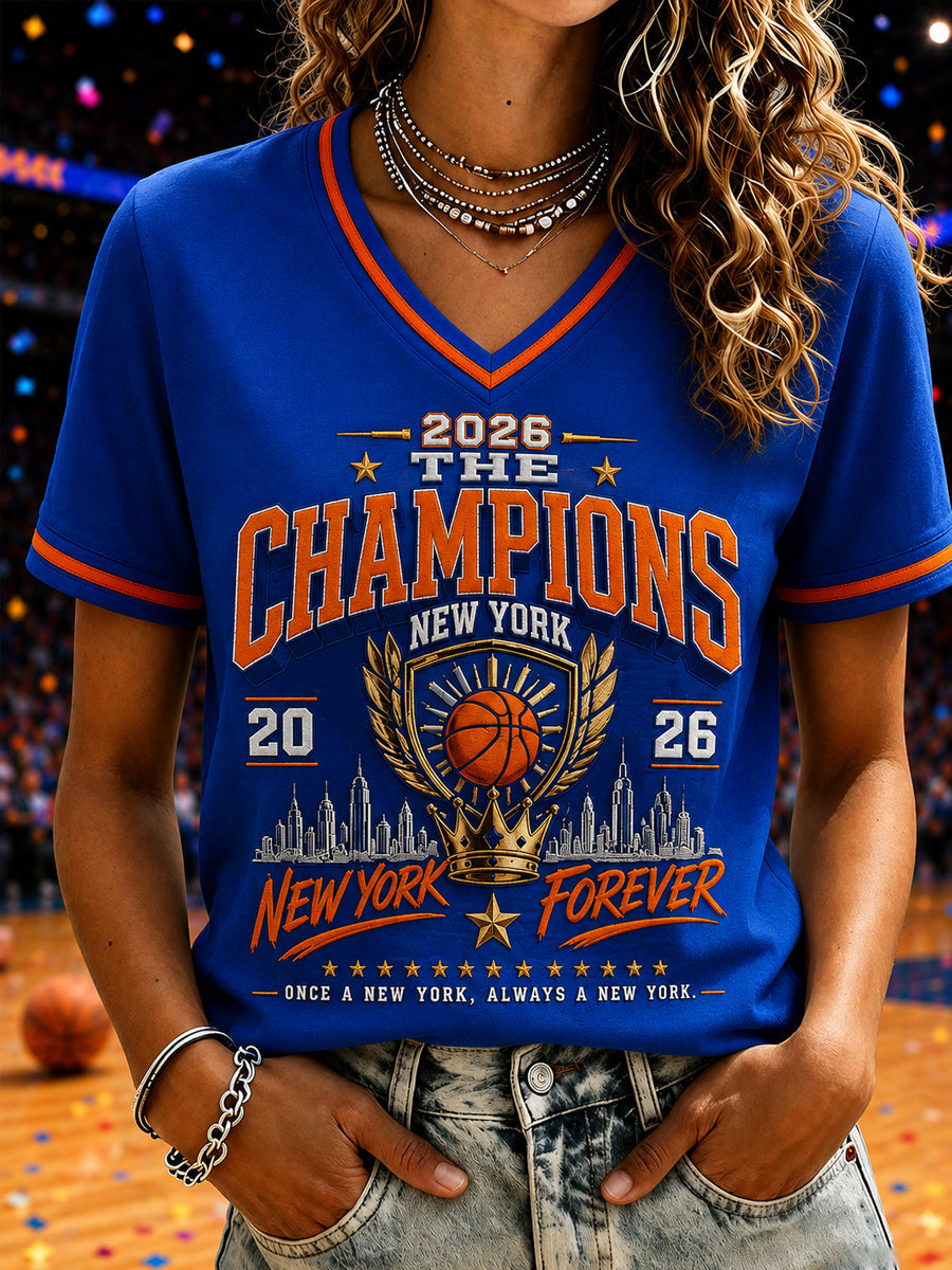 Women's Champions 2026 Gift For Basketball Fans Print Short Sleeve T-shirt gracestitchs
