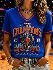 Women's Champions 2026 Gift For Basketball Fans Print Short Sleeve T-shirt gracestitchs