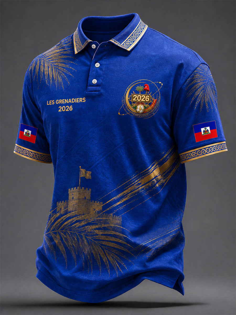 Men's 2026 Haiti Football Casual Polo Shirt gracestitchs