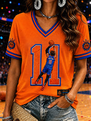 Women's Classic Basketball Fan Graphic Print Short Sleeve T-shirt gracestitchs