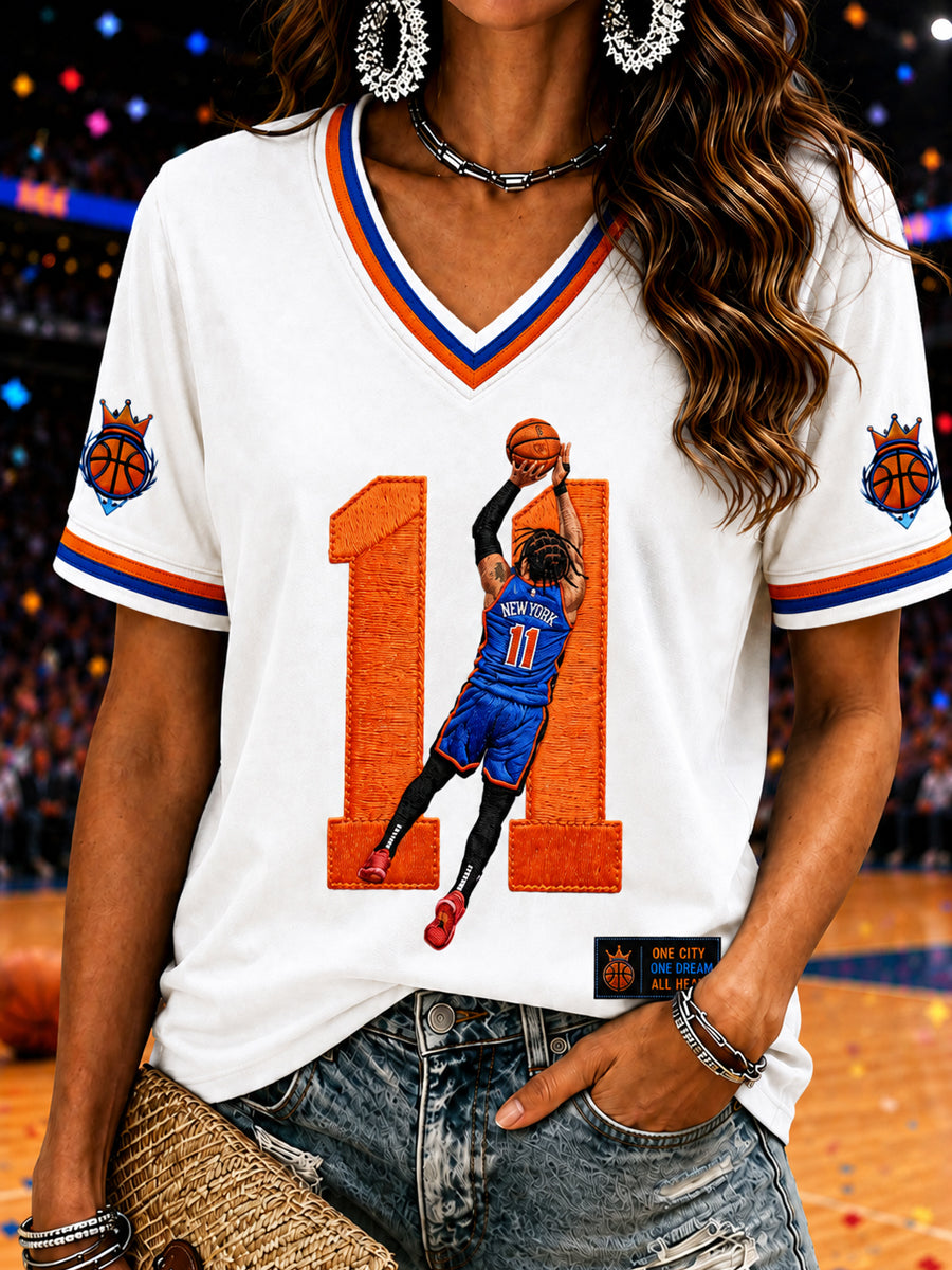 Women's Classic Basketball Fan Graphic Print Short Sleeve T-shirt gracestitchs