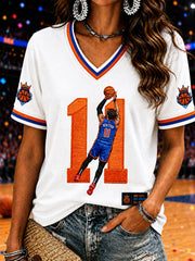 Women's Classic Basketball Fan Graphic Print Short Sleeve T-shirt gracestitchs
