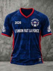 Men's Haiti Soccer V-Neck T-Shirts