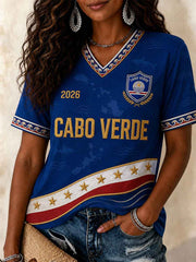 Women's Gift For Football Fans Print Casual V-Neck Tee