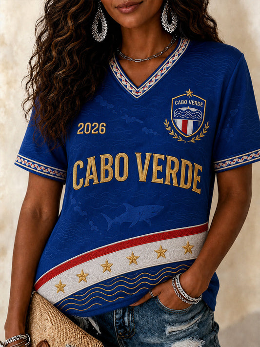 Women's Gift For Football Fans Print Casual V-Neck Tee gracestitchs