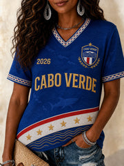 Women's Gift For Football Fans Print Casual V-Neck Tee gracestitchs