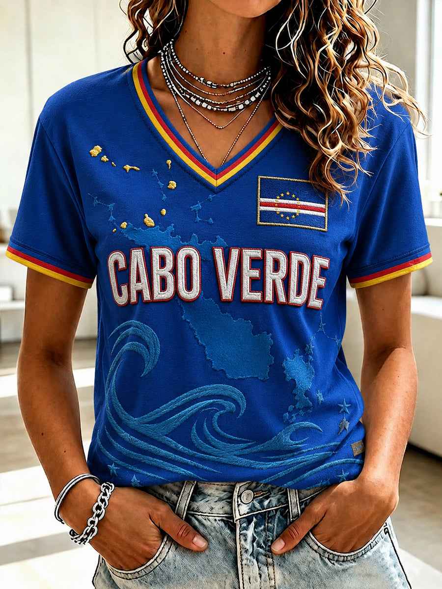 Women's Gift For Football Fans Print Casual Short Sleeve V-Neck T-shirt
