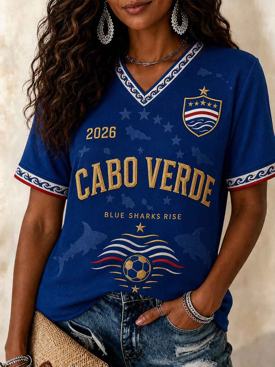 Women's Gift For Football Fans Print Casual V-Neck Tee