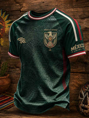 Men's Mexico Football Lover Art Printed T-shirt