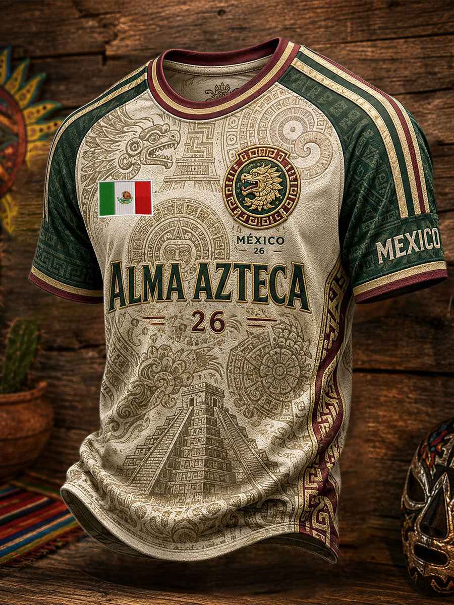 Men's Mexico Football Lover Art Printed T-shirt