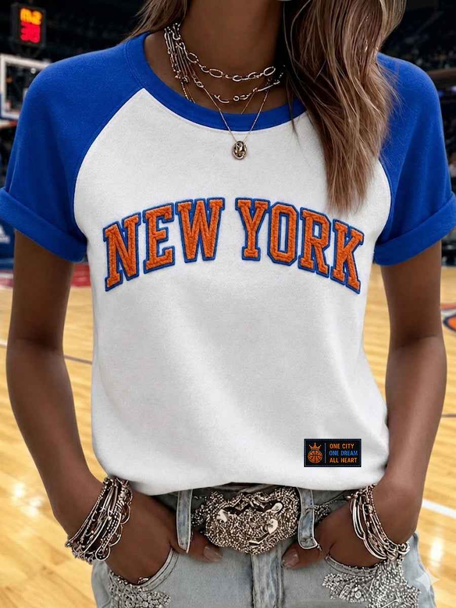 Women's Classic Basketball Fan Graphic Print Short Sleeve T-shirt