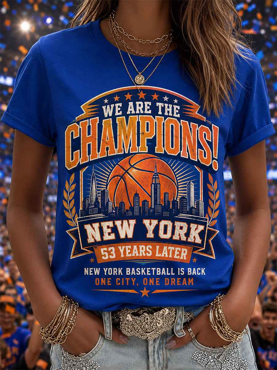 Women's New York Basketball Champions Celebration Print Casual Tee