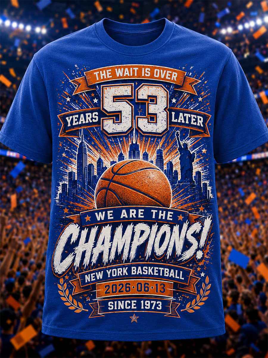 Men's New York Basketball Champions Celebration Print Casual Tee