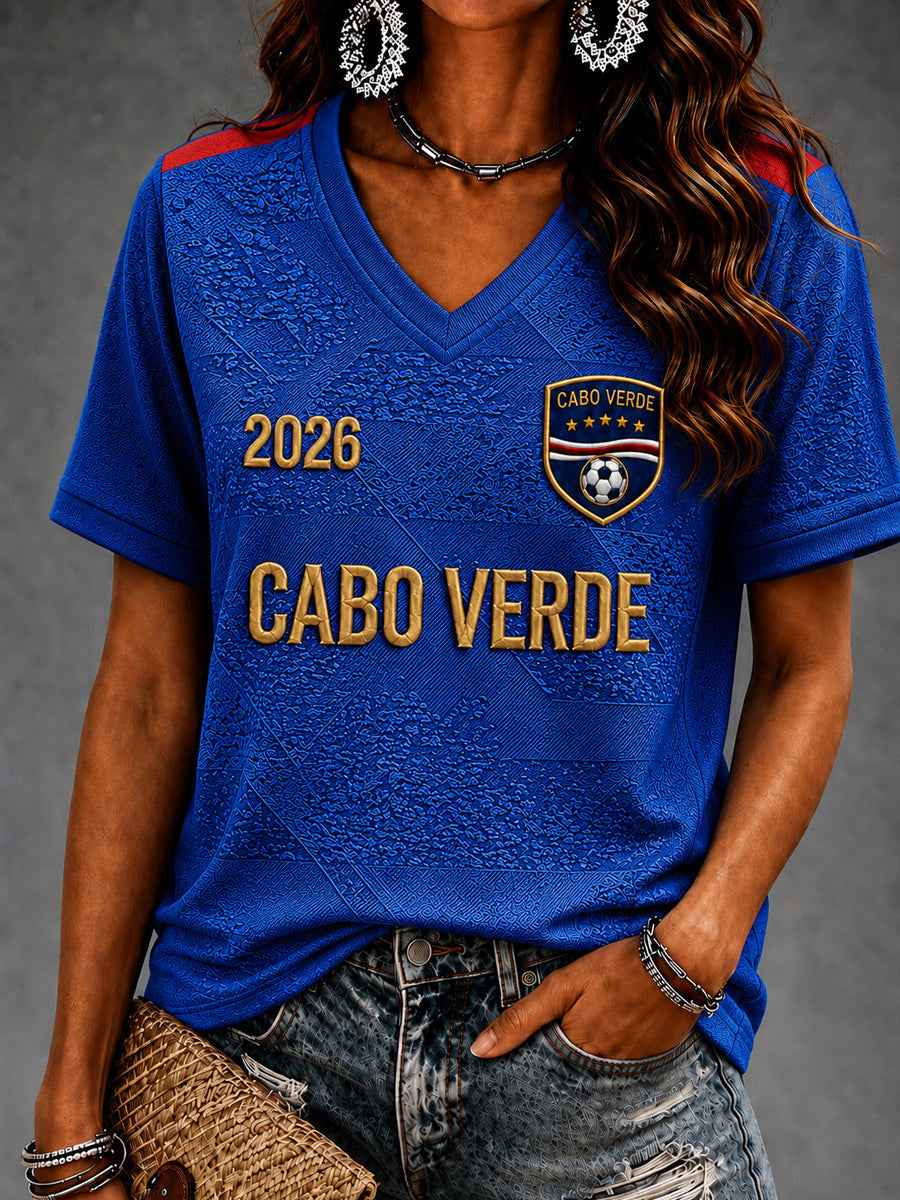 Women's Gift For Football Fans Print Casual Short Sleeve V-Neck T-shirt