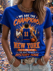 Women's New York Basketball Champions Celebration Print Casual Tee