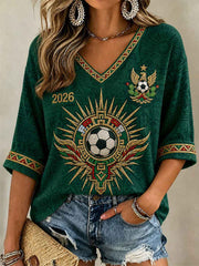 Women's Gift For Football Fans Print Casual V-Neck Tee