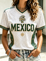 Women's Mexico Football Printed short-sleeved T-shirt gracestitchs