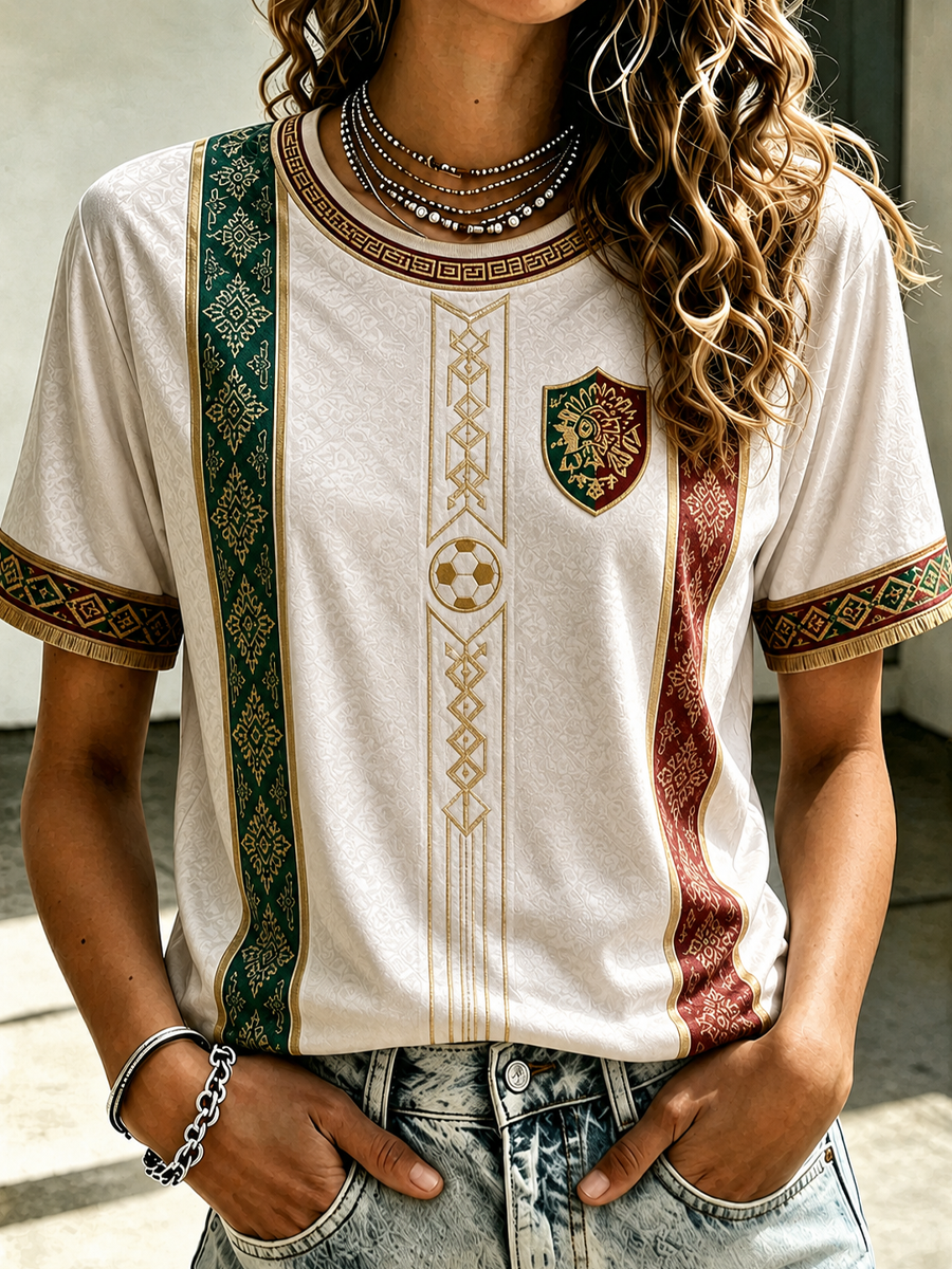 Women's Mexico Football Printed short-sleeved T-shirt gracestitchs