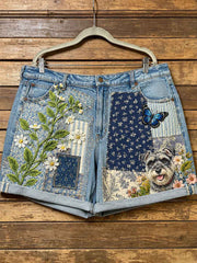 Women's Dog Art Print Casual Shorts