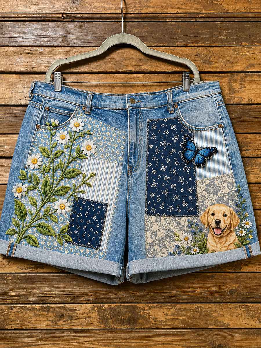 Women's Dog Art Print Casual Shorts